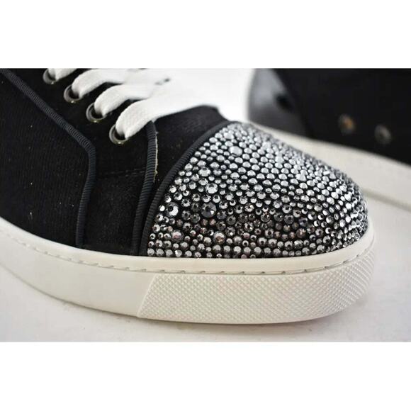 Christian Louboutin Louis Junior P Strass Donna Flat Black Low Top Sneaker 37 - Picture 4 of 12